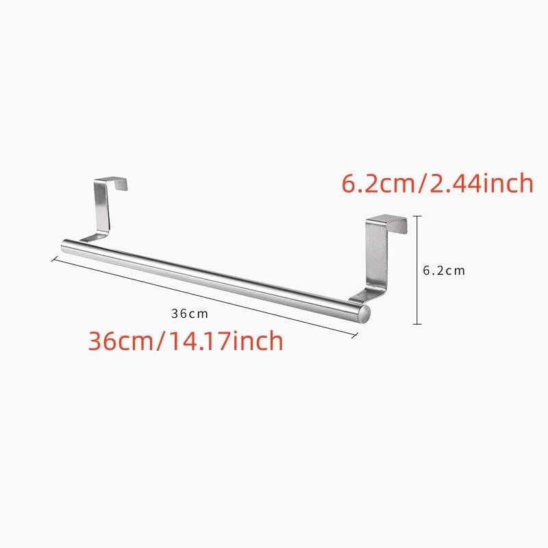 Stainless Steel Towel Rack Over Door Towel Bar Hanging Holder Bathroom Kitchen Cabinet White Black Towel Rag Rack Shelf Hanger
