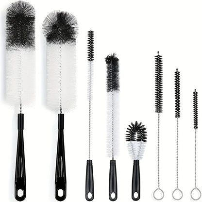 8 Boxed Wine Bottle Cleaning Brush Set - Long Handled Black Bottle Cleaner for Cleaning Narrow Wine/beer Bottles/thermos/jugs/sp