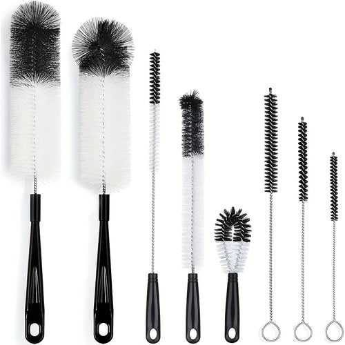 8 Boxed Wine Bottle Cleaning Brush Set - Long Handled Black Bottle Cleaner for Cleaning Narrow Wine/beer Bottles/thermos/jugs/sp