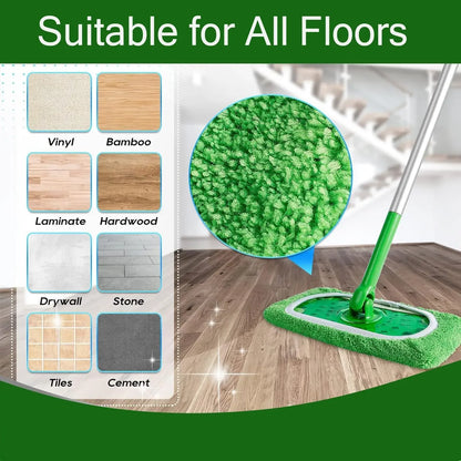 Wet & Dry Reusable Microfiber Mop Pads Green Furniture Flooring Sweeper Cleaning Cloths Mop Head Replacement Washable Rag Towel