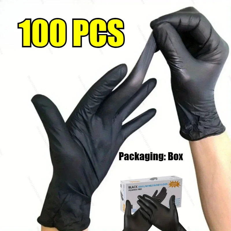 Black Disposable Nitrile Gloves Latex & Powder Free for Tattooing Manicures Salon Cleaning Disposable Food Working Latex Glove