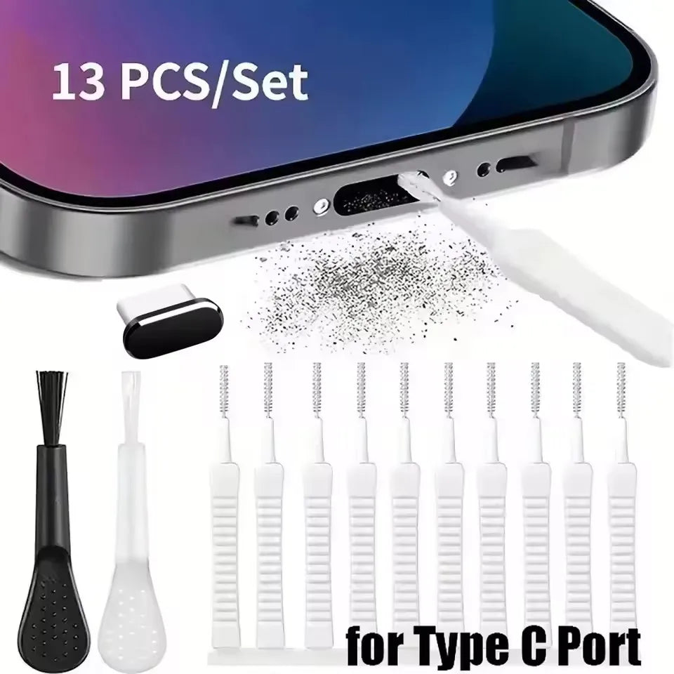 Mobile Phone Charging Port Dust Plug Removal Cleaner Kit for iPhone 17 15 14 Pro Max Computer Keyboard Dustproof Cleaning Brush