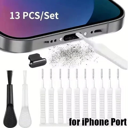 Mobile Phone Charging Port Dust Plug Removal Cleaner Kit for iPhone 17 15 14 Pro Max Computer Keyboard Dustproof Cleaning Brush