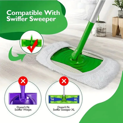Wet & Dry Reusable Microfiber Mop Pads Green Furniture Flooring Sweeper Cleaning Cloths Mop Head Replacement Washable Rag Towel
